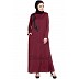 Designer Nida abaya with Patchwork- Maroon
